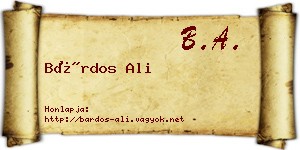 Bárdos Ali névjegykártya